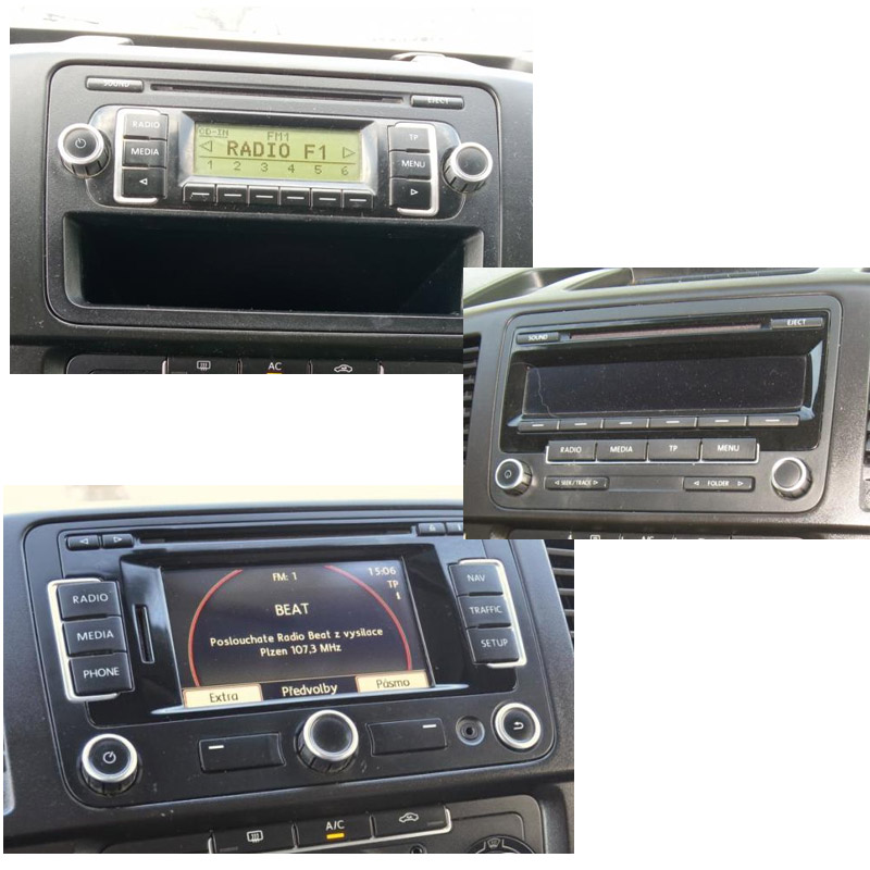 Autorádio VW Transporter T5 od 2009 JVC KD-T702BT Bluetooth s instalační sadou