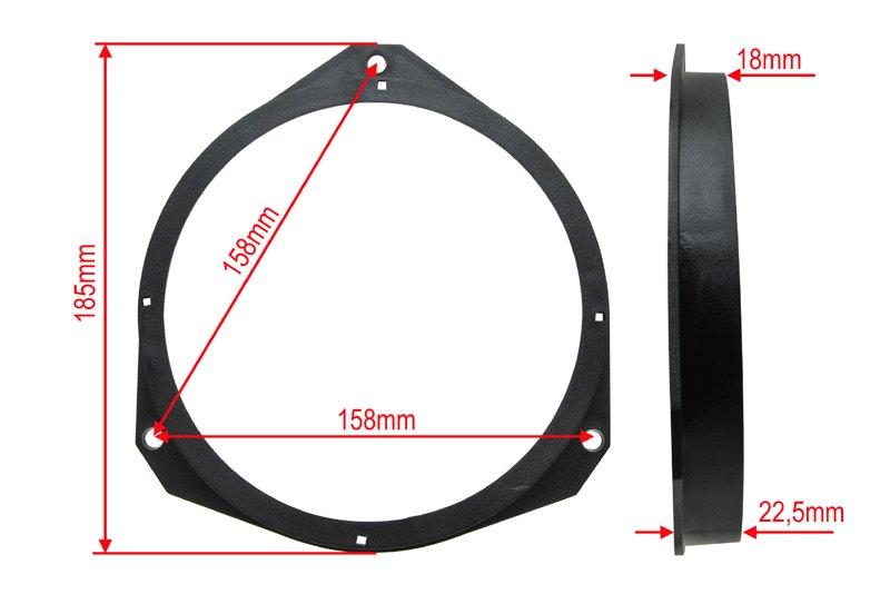 Redukce pod reproduktory do FIAT Grande Punto Ducato OPEL Astra Corsa 16.5 cm