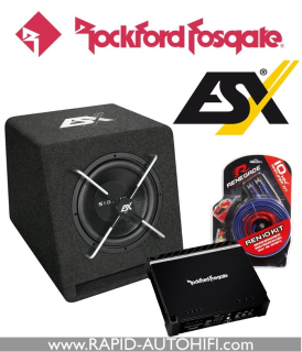 SET Subwoofer ESX SE200 + zesilovač ROCKFORD FOSGATE P200-2 + kabelová sada RX10KIT